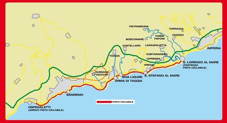 Kaart fietsroute ligurie