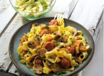 Recept Tagliatella met sausijs
