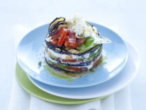 torentje van aubergine en burrata